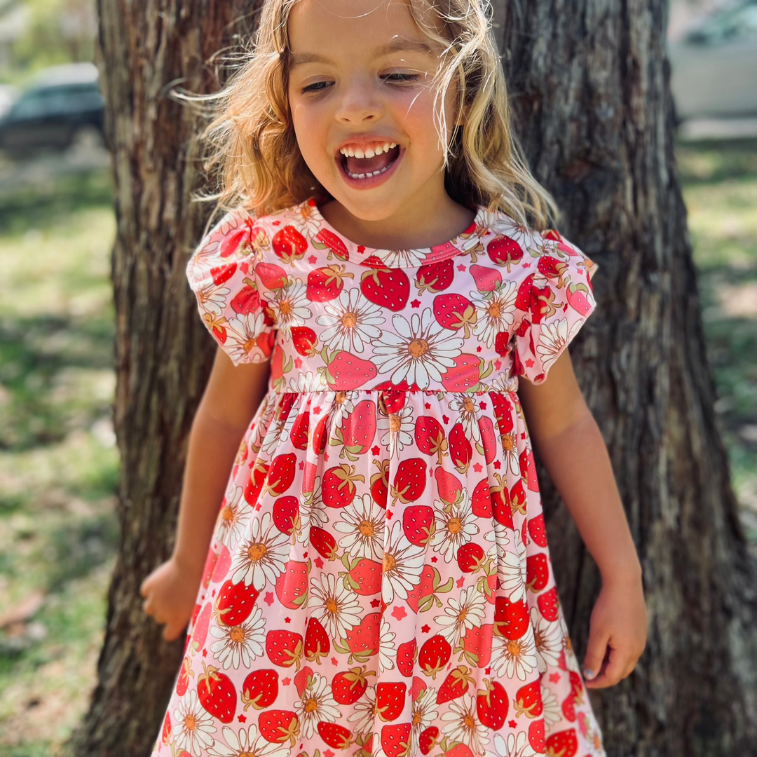 Sweet Strawberry Twirl Dress